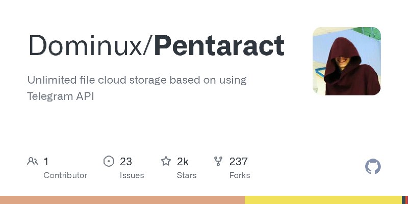 GitHub - Dominux/Pentaract: Unlimited file cloud storage based on using Telegram API