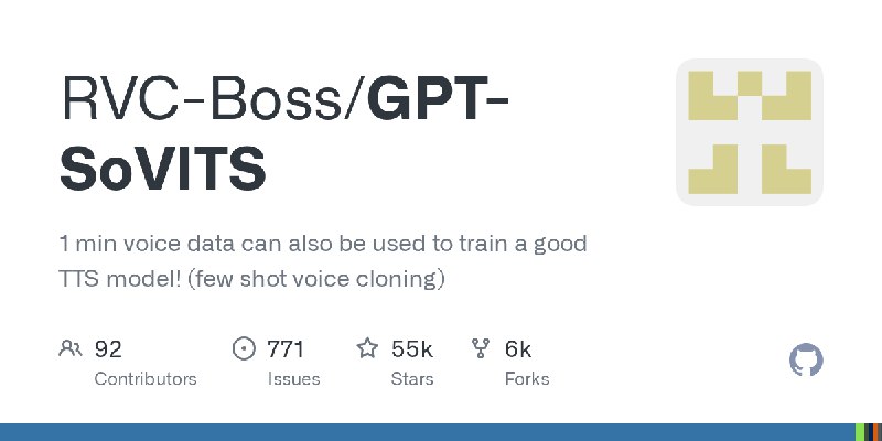GitHub - RVC-Boss/GPT-SoVITS: 1 min voice data can also be used to train a good TTS model! (few shot voice cloning)