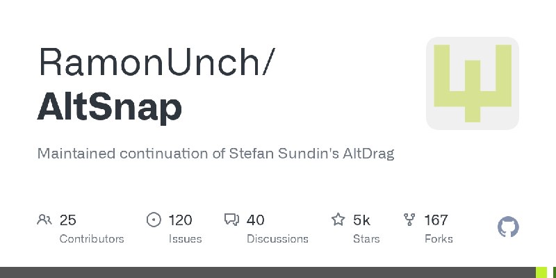 GitHub - RamonUnch/AltSnap: Maintained continuation of Stefan Sundin's AltDrag