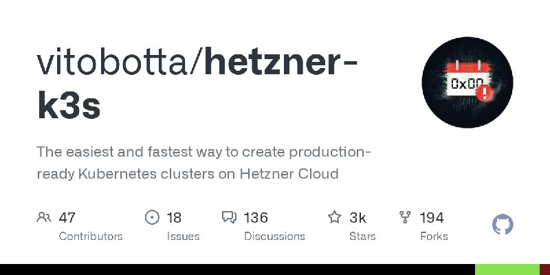 GitHub - vitobotta/hetzner-k3s: The easiest and fastest way to create production-ready Kubernetes clusters on Hetzner Cloud
