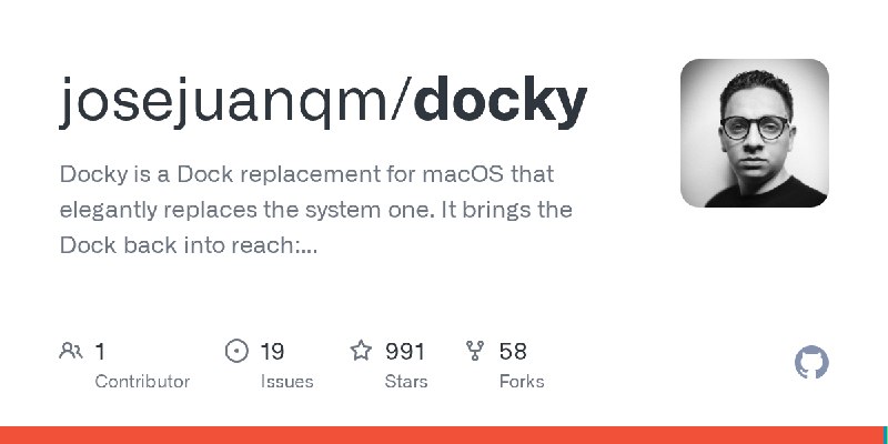 GitHub - josejuanqm/docky: Docky is a Dock replacement for macOS that elegantly replaces the system one. It brings the Dock back…