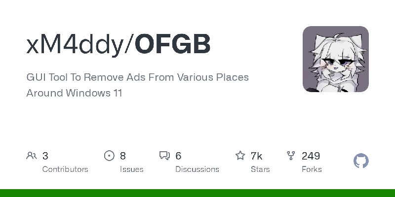 GitHub - xM4ddy/OFGB: GUI Tool To Remove Ads From Various Places Around Windows 11