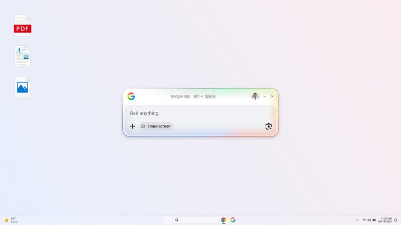 #Google #AI🥰 Google 推出 官方桌面端应用「Google app for desktop」安装之后，按下「Alt + Space」即可瞬间唤出搜索框，内置 AI Mode、屏幕理解与 Google Lens、跨域搜索等功能