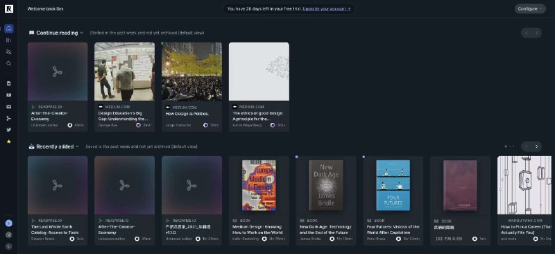 Readwise Reader —— 一站式的阅读百草园📚 Readwise Reader 是 Readwise 推出的 All in One 阅读工具，在这里它们解释了要做自有阅读器的原因，主要是想摆脱第三方阅读应用带来的限制，通过集成信息优化阅读体验，并且最重要的是促进「Reading for betterment」的阅读方式☝️ 笔者在年初订阅了 Readwise Reader，相比之前常用的 Matter，目前用下来最喜欢以下四点：🔹 跨平台同步阅读：可以支持RSS、Newsletter、EPUB 格式电子书、电子书、PDF、Twitter 内容订阅还有 Youtube 视频（自动抓取字幕）都可以无缝阅读🔹 阅读助手：嵌入了 GPT-3 的 Ghost Reader 可以帮忙总结文章、提炼高亮内容和启发性提问（经常用它来调整阅读思维）🔹 Mobile 和 PC 端体验一致：在电脑上文章没看完到手机上继续看是一个常见的阅读场景，而 Readwise Reader 的两端产品在使用体验和视觉风格上让切换没有太大的负担🔹 有讨价还价的空间：参照即友 ViviGoodenough 的方式，可以发邮件申请面向发展中国家用户的半价优惠，亲测有效🧩 总的来说 Readwise Reader 可以提升碎片化阅读时「每一片」内容的完整呈现和深度理解，而每一次高亮的灵感则成为智性的碎片被自动保存和整合，one in all频道：@RollerRollingReadwise Reader —— 一站式的阅读百草园📚 Readwise Reader 是 Readwise 推出的 All in One 阅读工具，在这里它们解释了要做自有阅读器的原因，主要是想摆脱第三方阅读应用带来的限制，通过集成信息优化阅读体验，并且最重要的是促进「Reading for betterment」的阅读方式☝️ 笔者在年初订阅了 Readwise Reader，相比之前常用的 Matter，目前用下来最喜欢以下四点：🔹 跨平台同步阅读：可以支持RSS、Newsletter、EPUB 格式电子书、电子书、PDF、Twitter 内容订阅还有 Youtube 视频（自动抓取字幕）都可以无缝阅读🔹 阅读助手：嵌入了 GPT-3 的 Ghost Reader 可以帮忙总结文章、提炼高亮内容和启发性提问（经常用它来调整阅读思维）🔹 Mobile 和 PC 端体验一致：在电脑上文章没看完到手机上继续看是一个常见的阅读场景，而 Readwise Reader 的两端产品在使用体验和视觉风格上让切换没有太大的负担🔹 有讨价还价的空间：参照即友 ViviGoodenough 的方式，可以发邮件申请面向发展中国家用户的半价优惠，亲测有效🧩 总的来说 Readwise Reader 可以提升碎片化阅读时「每一片」内容的完整呈现和深度理解，而每一次高亮的灵感则成为智性的碎片被自动保存和整合，one in all频道：@RollerRolling