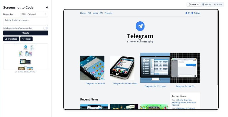 稍微把玩了一下 screenshot-to-code