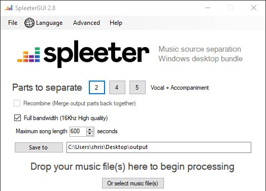 #AI #音频 #开源 SpleeterGUI 音源分离工具，可将歌曲或音频文件拆分为鼓点、贝斯、人声等独立轨道，可用于重新混音或去除录音中的背景噪音，如鸟鸣、路声或喇叭声