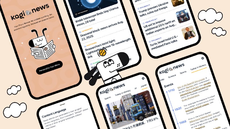 #阅读 #网站 #新闻📰 付费搜索引擎「Kagi」推出免费的「Kagi News」🌐 在线阅读 | iOS | AndroidKagi News 新闻内容通过数千个 RSS 源组成，由 AI 精选并提炼成一份每日简报