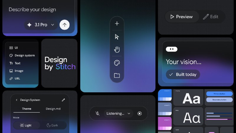 #Google #AI #UI #设计🌐 Google AI UI 生成工具「Stitch」迎来重大更新🌐 体验：