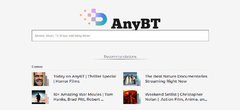 #磁力 #搜索 #web AnyBT 一个综合磁力搜索引擎，支持搜索影视、音乐和软件等资源，收录的内容挺多的，界面风格也是我喜欢的简约类型，无广告无需注册