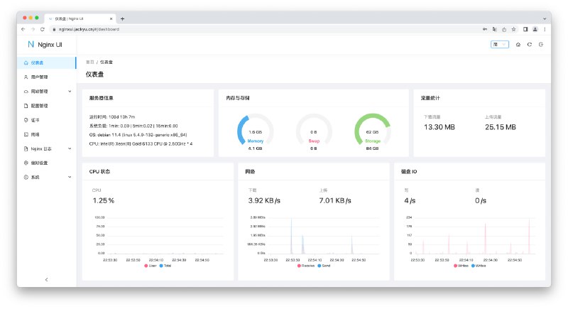 #开源 #服务器Nginx UI - 一款开源的 Nginx 网络管理界面⏺在线体验 | 帐密 admin💡Features▫️内置 ChatGPT 助理▫️一键申请/续签 SSL ▫️内置命令行终端▫️支持在线编辑 Nginx 配置文件▫️支持查看服务器 CPU、内存、系统负载、磁盘使用率等指标▫️...📄如果你不想用宝塔面板，或许 Nginx UI 是个不错的选择项目还比较初期，但是开源，所以有更多的操作空间🎁建站推荐使用 Cloudcone ，1H1G 年付 21.6 美元📢关注频道：@geekshare 💬加入群聊：@igeekshare📮欢迎投稿：@Geekshare_bot