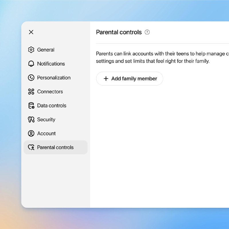 OpenAI 推出「家长控制」功能今天起，所有 ChatGPT 用户都可以开启家长控制，家长可以将自己的账户与青少年的账户关联，并根据需求调节设置，确保提供安全、适合年龄的使用体验