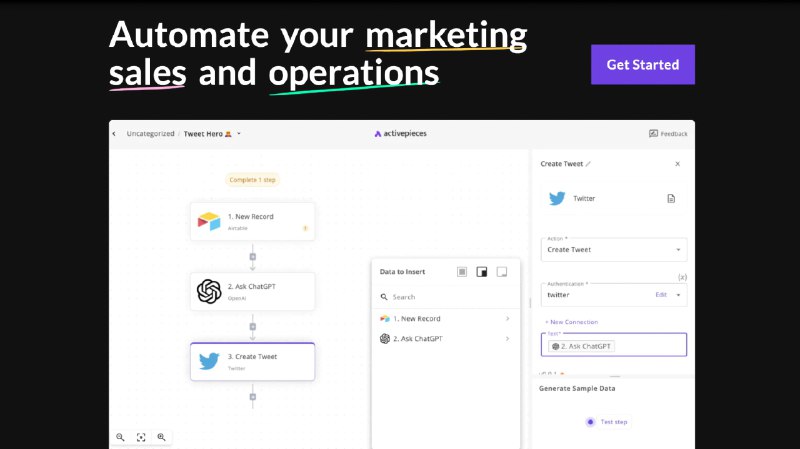 #AI #自动化 #工具 #开源💎 Activepieces - 一个开源的 AI 自动化工作流平台🌐 在线体验Activepieces 是 Zapier、n8n 等 AI 自动化平台的的替代品其特点是相对 n8n 等更易上手，不仅支持自部署，官网还提供了相当高的免费使用额度📮投稿    📢频道    💬群聊    🔎索引