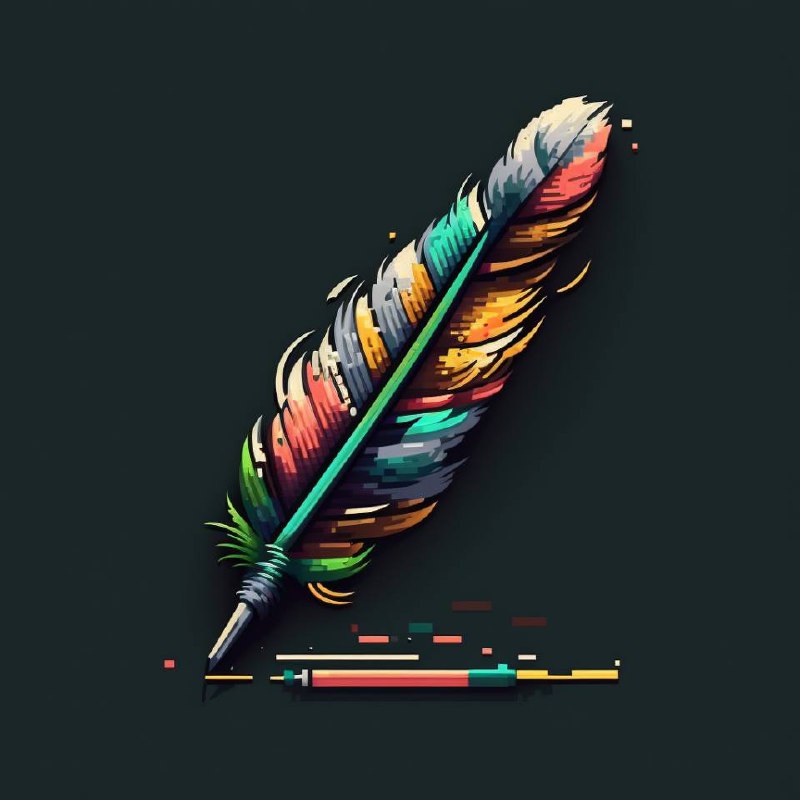 大致的 prompt 是这样：A feather pen, pixel style, using as product logo, in white background大致的 prompt 是这样：A feather pen, pixel style, using as product logo, in white background