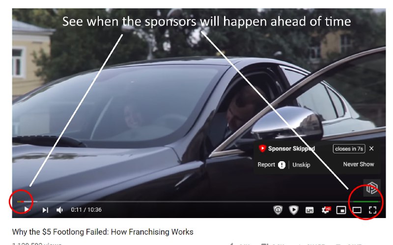 #插件 #广告拦截 #YouTube #开源 SponsorBlock YouTube 广告跳过插件，可自动跳过视频中的赞助插播广告、订阅提醒、片头片尾等片段，所有标记均由用户社区共同维护，通过标注广告片段来节省观看时间，完全免费