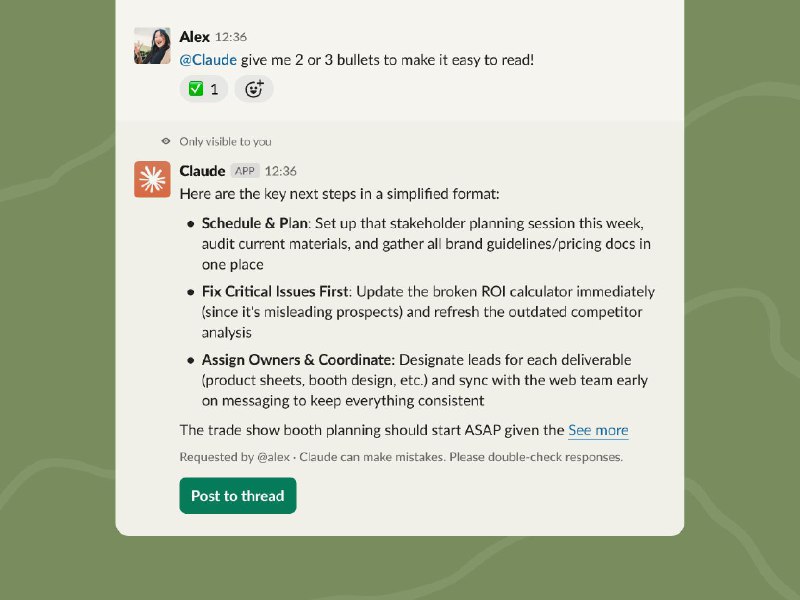 Anthropic 正在将 Claude Code 集成到 Slack 中当你在 Slack 中 @Claude 时，它会自动扫描你的消息，识别出需要编码的任务并将其发送到 Claude Code
