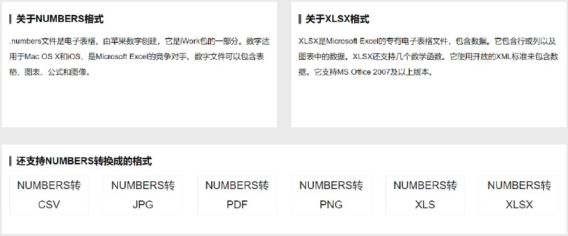 🧩 苹果numbers文件转XLSX的方法💬 最近使用Mac的表格编辑软件numbers编辑了表格，不过这个格式发给别人别人都打不开，于是找到了这么个可以将numbers格式转为XLSX的工具