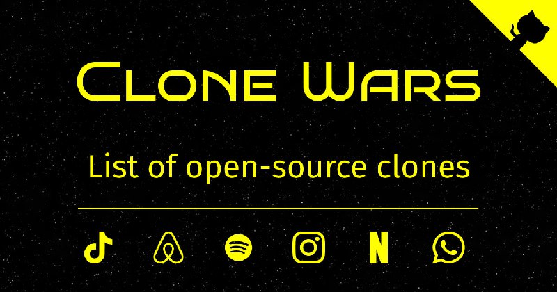 #开源 #代替方案🐙 Clone Wars - 100+ 个热门网站和应用的开源替代名单Clone Wars 列出了如 Airbnb、Amazon、Instagram、Netflix、TikTok、Spotify、WhatsApp、YouTube 等知名网站的开源版本喜欢折腾的有福了📮投稿    📢频道    💬群聊    🔎索引