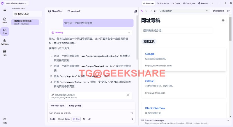 #AI #在线生成 #前端🪄 Dyad - 一个开源的 Lovable/v0/Bolt 替代品🐙 开源页面支持 Gemini、Claude 等大模型 API，同时支持本地 Ollama 模型