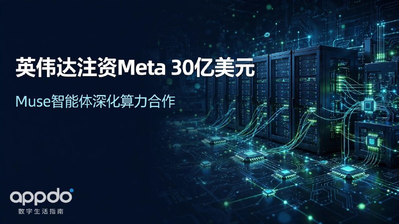 #互联网观察 #AI ▎英伟达向 Meta 注资 30 亿美元，Muse 智能体深化算力合作10 月 27 日，英伟达与 Meta 宣布深化在 Muse 智能体助手与 Muse 系列模型上的合作，英伟达将认购 Meta 本轮股票增发中的 30 亿美元股份