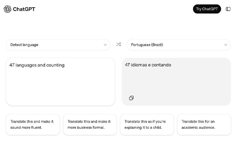 ChatGPT推出翻译器，支持47种语言