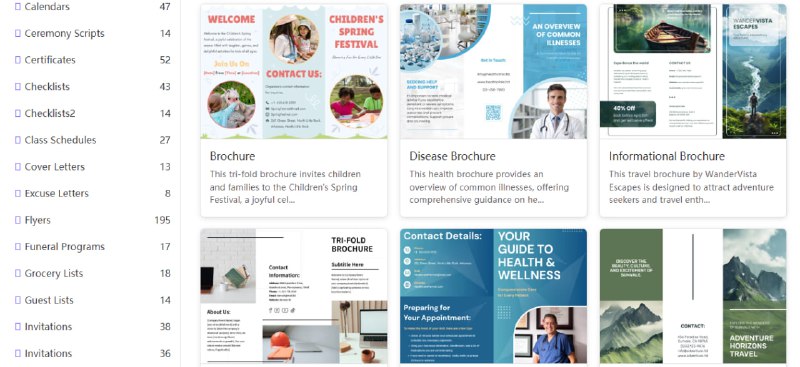 #PPT #模板 GSlides Google 幻灯片和文档模板，可直接跳转至 Google 文档进行编辑，也可以下载为 pptx 和 docx 格式文档，共计有 2000+ 模板，涵盖宣传册、名片、商业计划、简历、课程表、求职信、邀请函、思维导图、报告等类别，完全免费，无需注册