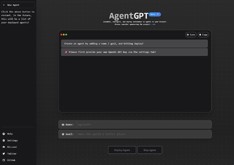 类似 Auto-GPT 的网页版 AgentGPT