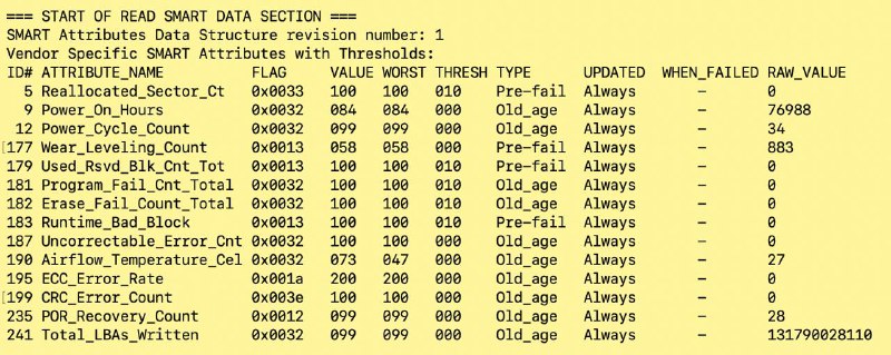 Total_LBAs_Written 是固态硬盘（SSD）SMART信息中常见的写入了多少逻辑块地址（LBA）